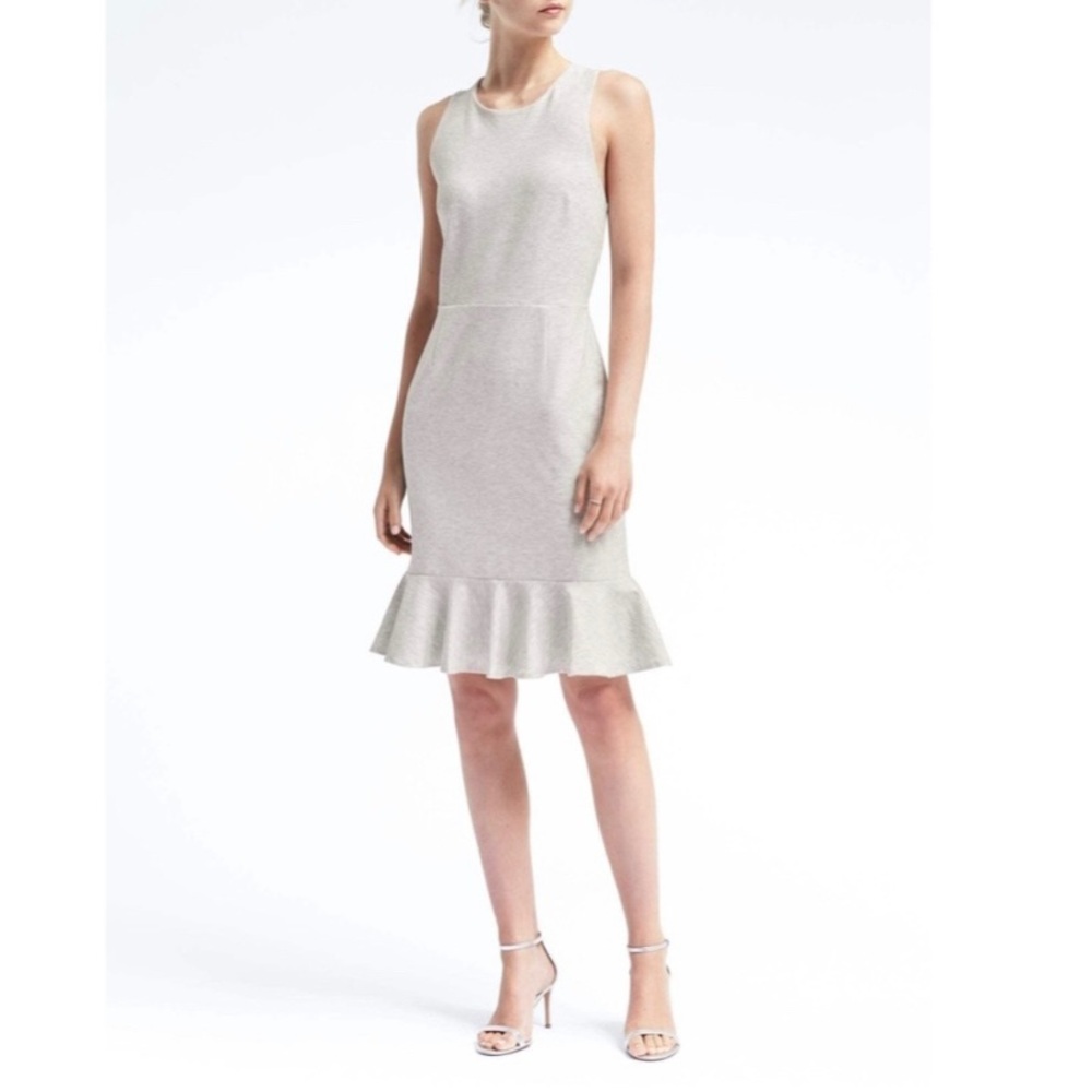 Banana Republic Light Heather Grey Cross Back Ponte Knit Dress - Picture 2 of 7